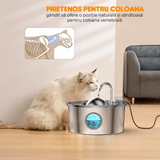 Dispenser Apă Automat pentru Pisici și Câini, 3.2L, Oțel Inoxidabil, Filtrare Activă, Silențios