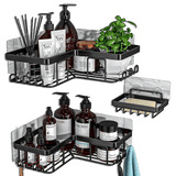 Raft de Duș Colț, Set 3 Bucăți, Oțel Inoxidabil, Negru