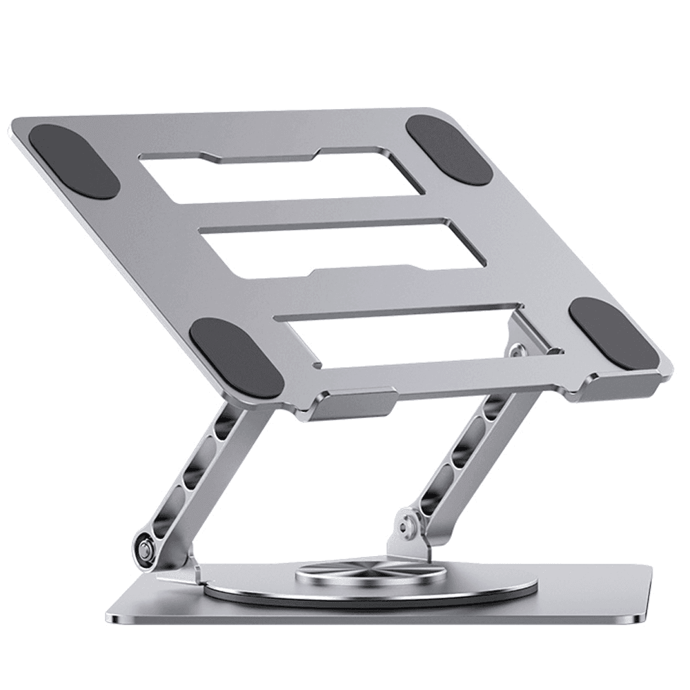 Suport Laptop Ergonomic, Reglabil, Pliabil, Bază Rotativă 360°, Gri Metalizat