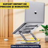 Suport Laptop Ergonomic, Reglabil, Pliabil, Bază Rotativă 360°, Gri Metalizat