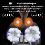 Aparat Masaj Profesional Elindor®, Reîncărcabil, Shiatsu, 8 Puncte, Cervical, Spate, Lombar, Abdomen, Picioare, Negru/Albastru