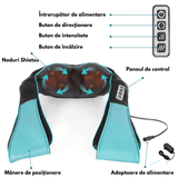 Aparat Masaj Profesional Elindor®, Reîncărcabil, Shiatsu, 8 Puncte, Cervical, Spate, Lombar, Abdomen, Picioare, Negru/Albastru