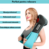Aparat Masaj Profesional Elindor®, Reîncărcabil, Shiatsu, 8 Puncte, Cervical, Spate, Lombar, Abdomen, Picioare, Negru/Albastru