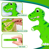 Set puzzle interactiv din lemn pentru copii 2+, educațional, 7 specii de dinozauri, jucărie distractivă, multicolor.