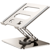 Suport Laptop Ergonomic Reglabil, Bază Rotativă 360°, Aluminiu și Silicon, Pliabil, 10-17”, Argintiu