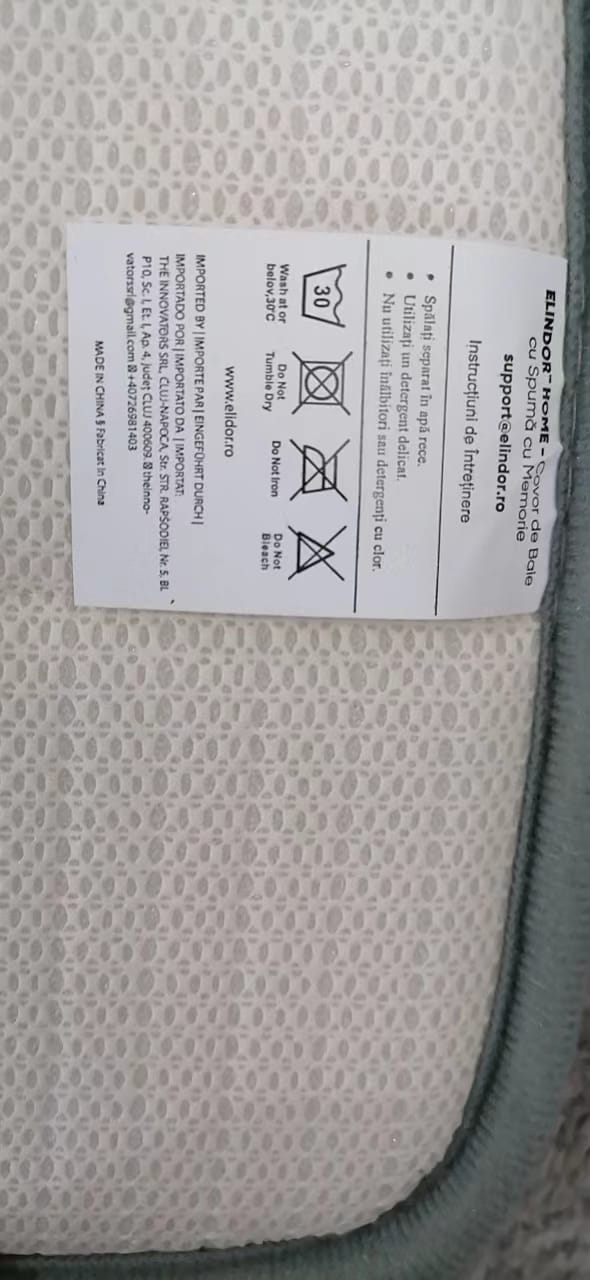 Covor Baie Universal, Spumă cu Memorie, Absorbant, Antiderapant, Memory Foam, 80×50 cm, Gri