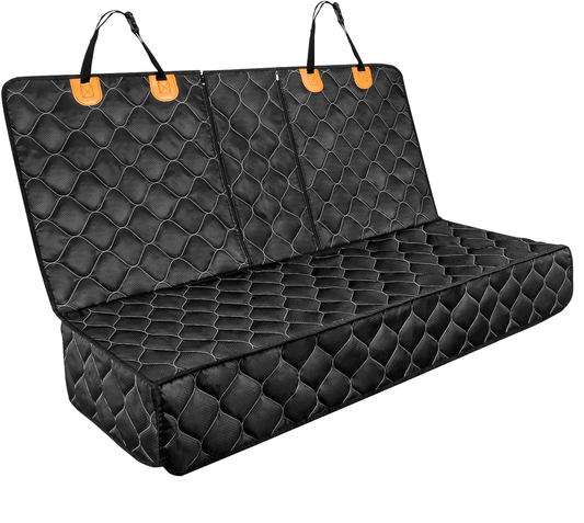 Husă scaun auto pentru animale, universală, impermeabilă, antialunecare, 137 cm, Negru/Portocaliu