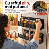 Set 2 Rafturi Magnetice Elindor®, Organizatoare pentru Frigider, Suporturi de Depozitare din Otel Carbon, Fixare Magnetica Fara Gaurire, Baza cu Plasa Metalica, 4 Carlige pentru Accesorii, Negru