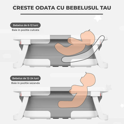 Cadita Pliabila Bebe Elindor® cu Senzor de Temperatura, cu Perna Moale Detasabila, Orificiu Scurgere, pentru Nou-Nascuti si Copii 0–36 Luni, Design Portabil, Ideal pentru Acasa sau Calatorii 60.5 × 43 × 20.5 cm, Gri