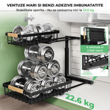 Set 2 Organizatoare Multifunctionale Elindor® pe 2 Nivele, 2x Sertar Glisant, Montat pe Blat sau in Dulap sub Chiuveta, Suport Metalic Organizare, Organizator pentru Bucatarie, Baie, Camara, Raft cu Sertare Depozitare Legume, Parfumuri, 41