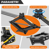 Cric Auto Trapezoidal Elindor® pentru Ridicarea Masinii, Greutate Maxima Suportata 2 Tone, Ideal pentru Vehicule Tip Autovehicul, Motocicleta, ATV, Camion, Utilaj Agricol, 41.5 × 9 × 10 cm, Negru