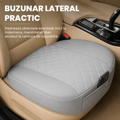 Husă Auto Universală 54 x 53 cm, Piele PU Matlasată, Anti-Alunecare, Design Elegant cu Buzunar de Depozitare, Gri