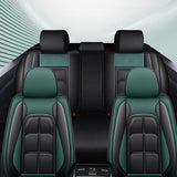 Set 5 Huse Scaune Auto Elindor® Universale, Husa pentru Protectie Sezut si Spatar Scaun Fata si Bancheta Spate, Impermeabila, Piele Ecologica, Accesorii Masina Huse Interior, Verde Inchis