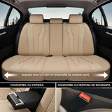 Set 5 Huse Scaune Auto Elindor® Universale, Husa pentru Protectie Sezut si Spatar Scaun Fata si Bancheta Spate, Impermeabila, Piele Nappa, Accesorii Masina Huse Interior, Bej