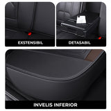 Set 5 Huse Scaune Auto Elindor® Universale, Husa pentru Protectie Sezut si Spatar Scaun Fata si Bancheta Spate, Impermeabila, Piele Ecologica, Accesorii Masina Huse Interior, Maro