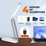 Lampa LED de Birou Elindor®, Pliabilă, 3 Moduri de Iluminare, Alb