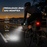 Set Lumini pentru Bicicleta Elindor®, Far Fata si Stop Spate LED, 10 Moduri de Iluminare, Incarcare USB-C, Impermeabil IP65, Rotire 360°, Faruri cu Acumulator Reincarcabil, Accesorii Bicicleta, 350 Lumeni, Negru