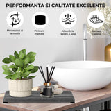 Set Tavi Absorbante Elindor® din Piatra, Diatomit, Uscare Rapida, Anti-Alunecare, pentru Chiuveta si Blat, Design Striat, 3 Piese, 21 x 10 cm si 10 x 10 cm, Gri Inchis