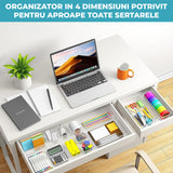 Set 15 Cutii Depozitare Elindor® Organizator pentru Bucatarie si Baie, 4 Marimi, Organizatoare Dulap si Sertare, Cutie pentru Sertar, Frigider, Camara, Baie, Bar, Birou, Cos Multifunctional, Separator Fructe, Legume, Creme, Parfumuri, PP
