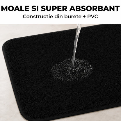 Covoras Antiderapant Elindor® pentru Intrare Casa, Lavabil la Masina, Super Absorbant, Moale, Durabil, Talpa Cauciucata Anti-Alunecare, Usor de Curatat, Pentru Interior si Exterior, 90 x 60 cm, Negru