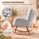 Fotoliu Balansoar Elindor® cu Spatar, Ergonomic, Cadru Solid din Otel, Ideal pentru Living, Dormitor, Camera Copilului, 68 x 88 x 93 cm, Gri Albastrui Deschis