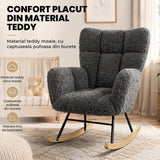 Fotoliu Balansoar Elindor® cu Spatar, Ergonomic, Cadru Solid din Otel, Ideal pentru Living, Dormitor, Camera Copilului, 68 x 88 x 93 cm, Gri Inchis