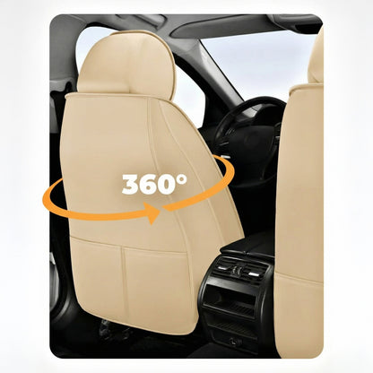 Set 2 Huse Scaune Auto Elindor® Universale, Design Tridimensional, Acoperire 360°, Husa pentru Protectie Sezut si Spatar Scaun Fata, Impermeabila, Piele Ecologica, Accesorii Masina Huse Interior,55 × 62 × 67 cm, Bej