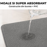 Covoras Antiderapant Elindor® pentru Intrare Casa, Lavabil la Masina, Super Absorbant, Moale, Durabil, Talpa Cauciucata Anti-Alunecare, Usor de Curatat, Pentru Interior si Exterior, 60 x 40 cm, Gri