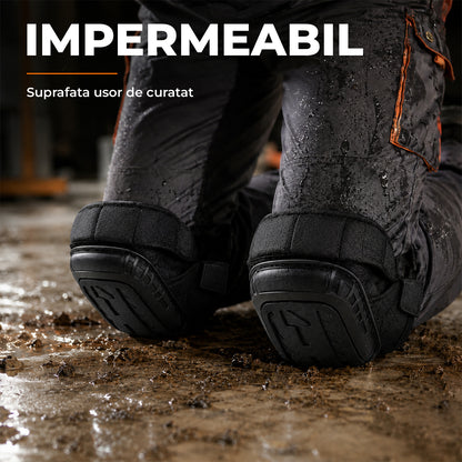 Genunchiere Profesionale Elindor® cu Gel si Spuma, Capac Antiderapant, Curele Velcro Ajustabile, Carcasa Rezistenta PVC, Confort Ergonomic, pentru Constructii, Gradinarit si Montaj Pardoseli, Set 2 Bucati, 22 x 18 x 31.5 cm, Negru