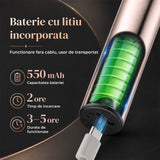 Freza Portabila Unghii Elindor® 35000 RPM, Pila Electrica Profesionala, Manichiura si Pedichiura, fara Fir, Afisaj LED, Ecran LCD, Accesorii Incluse, 5 Trepte de Viteza, 12 Capete de Frezare, Slefuire Cuticule, Acumulator 550 mAh, Auriu