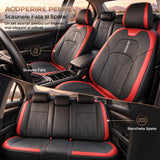 Set 5 Huse Scaune de Masina Elindor®, Huse Auto Piele, Impermeabile, Universale, Protectie Scaun Fata si Spate, Montaj Rapid, Accesorii Masina Interior, Negru / Rosu