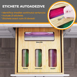 Organizator Depozitare Pungi Alimentare Elindor® 4 Compartimente, Organizatoare pentru Sertar, Dulap, Cutie Organizare, Cos Multifunctional, Separator Potrivit pentru Bucatarie, Camara, 31.7 x 30.5 x 7.6 cm, Bej