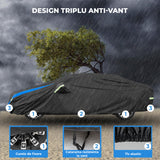 Prelata Auto Premium Elindor® Impermeabila, Antisoare, Praf, Ploaie si Zapada, Protectie UV, Toate Anotimpurile, Husa Exterior, Huse Protectie Completa, Universala, Accesorii Masina, Marime Hatchback M, 382 × 165 × 120 cm, Negru