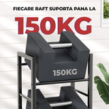 Suport Navete Bauturi Elindor®, 3 Niveluri, Cadru Metalic Rezistent, greutate Maxima Suportata 150 kg, Picioare reglabile, 47.5 × 31.5 × 115.5 cm, Negru