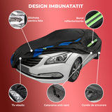 Prelata Auto Premium Elindor® Impermeabila, Protectie UV, Antisoare, Praf, Ploaie si Zapada, Toate Anotimpurile, Husa Exterior, Huse Protectie Completa, Universala, Accesorii Masina, Marime Sedan XL, 483 × 178 × 120 cm, Negru