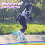 Role Reglabile pentru Copii și Adulți, 4 Roți Luminoase, Curcubeu, Mărimea 32-35 M