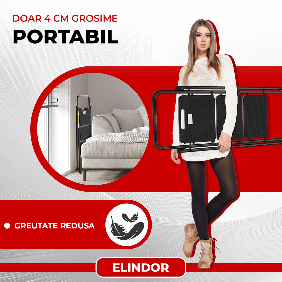 Scara Pliabila Metalica Elindor® cu 3 Trepte, Portabila, cu Pedale si Maner Antiderapante, Ideala pentru Interior sau Exterior, pentru Uz Casnic, Usor de Depozitate, 51 × 68 × 104 cm, Negru
