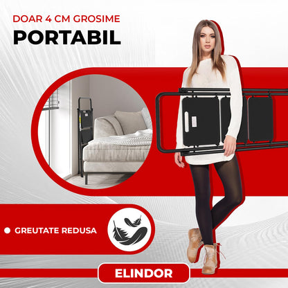 Scara Pliabila Metalica Elindor® cu 3 Trepte, Portabila, cu Pedale si Maner Antiderapante, Ideala pentru Interior sau Exterior, pentru Uz Casnic, Usor de Depozitate, 51 × 68 × 104 cm, Negru