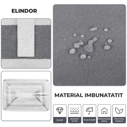 Set 2 Cosuri de Rufe Elindor® Ideal pentru Haine Murdare, Jucarii, Diverse Obiecte, Recipient Sortare Rotund de 75 L, pentru Casa, Baie, Living, Hol, Camera Copiilor sau Hotel, 40 x 30 x 62 cm, Impletit din Franghie din PEVA, Gri