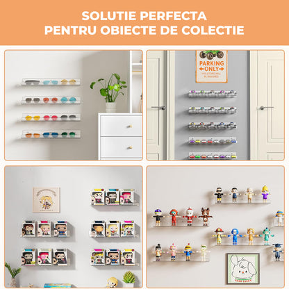 Set 4 Rafturi Elindor® Raft Suspendat de Depozitare, Mobila Bucatarie, Dormitor, Baie sau Birou, Etajera Practica cu Design Aerisit, Usor de Asamblat, Perfecta pentru Organizare Carti, Condimente, Decoratiuni, Polita Produse Diverse, 38 x 10 x 1.5 x 5 cm,