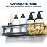 Set 2 Rafturi de Dus Elindor® Polita cu Adeziv, Etajera de Baie, Raft cu Carlige, din Metal, Suport Prosop si Sapun, Organizator Baie sau Etajere Depozitare in Bucatarie, Accesorii, 31.5 x 11 x 6.5 cm, Negru