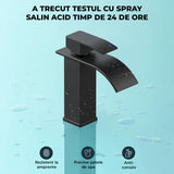 Baterie Chiuveta Neagra Elindor® Inalta, Tip Cascada, Robinet de Apa Modern, Monocomanda pentru Bucatarie si Baie, Otel Inoxidabil, Montare pe Blat, Jet Larg, Incastrata, Multifunctionala Design Elegant pentru Lavoar sau Vas, 14 cm