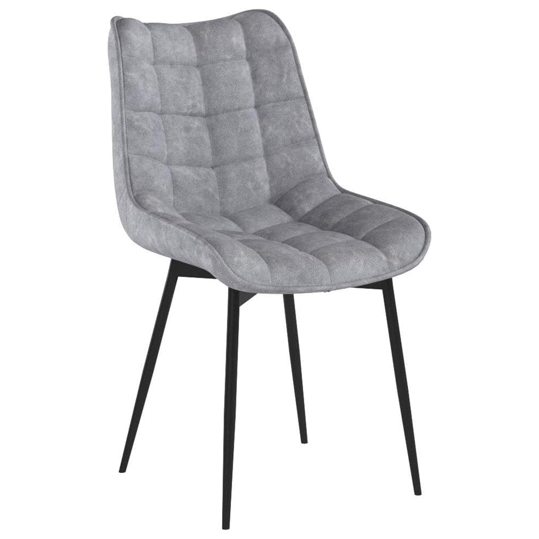 Set 2 Scaune Elindor® Ergonomice, Design Contemporan, Scaun cu Spatar si fara Manere, din Catifea cu Picioare Metalice Negre, Potrivite pentru Living, Bucatarie, Birou, Dormitor, Latime Sezut 46 cm, 85.5 x 45 x 42 cm, Gri