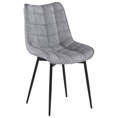 Set 2 Scaune Elindor® Ergonomice, Design Contemporan, Scaun cu Spatar si fara Manere, din Catifea cu Picioare Metalice Negre, Potrivite pentru Living, Bucatarie, Birou, Dormitor, Latime Sezut 46 cm, 85.5 x 45 x 42 cm, Gri