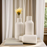 Set 3 Vaze Ceramica Elindor® Decor Minimalist Modern pentru Masa, Biblioteca, Birou sau Comoda, Design Elegant pentru Flori, Alb