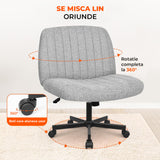 Scaun Birou Ergonomic Elindor® Rotativ 360°, fara Manere, cu Spatar Design Compact, Confortabil, Scaune in Stil Modern cu Roti, Picioare Metalice, Reglaj Balansare, Inaltime Ajustabila, 56 × 67 × 92 cm, Gri