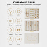 Cutie de Bijuterii Elindor® Organizator pe 3 Niveluri, Sertar x3, Spatiu de Depozitare pentru Inel, Verighete, Lantisoare, Bratari, Cercei, Caseta cu Design Rafinat, Simplu si Elegant, Piele Ecologica Alba, 18x25x15 cm