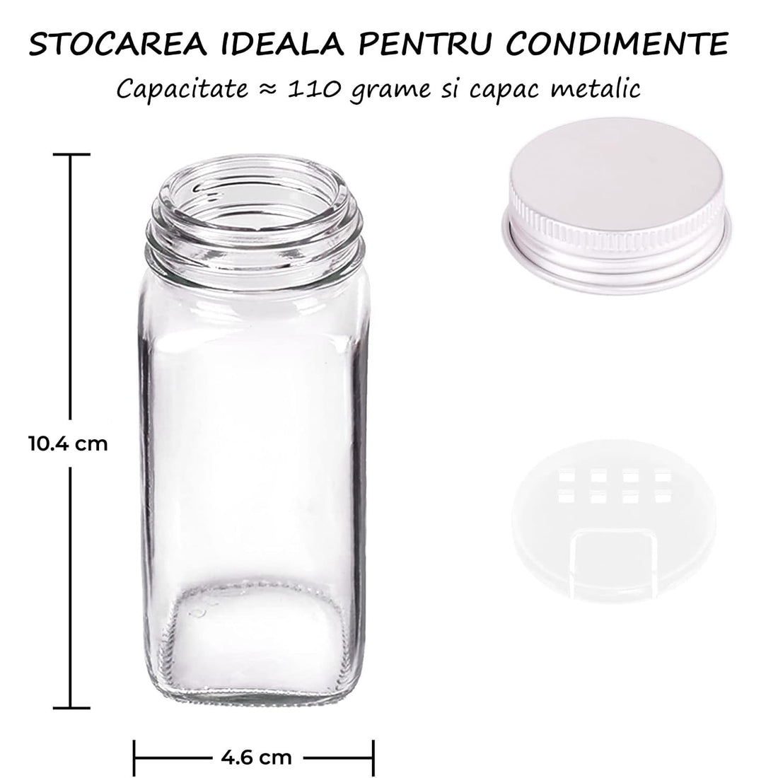 Set 25 Borcane Condimente Elindor® cu Capace Metalice, Etichete și Pâlnie - 110g