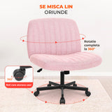 Scaun Birou Ergonomic Elindor® Rotativ 360°, fara Manere, cu Spatar Design Compact, Confortabil, Scaune in Stil Modern cu Roti, Picioare Metalice, Reglaj Balansare, Inaltime Ajustabila, 56 × 67 × 92 cm, Roz