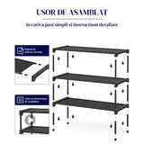 Organizator pentru Pantofi Elindor® Pantofar cu 3 Nivele Mari, Fara Gauri, Suport Metalic pentru Papuci, Dulap Hol, Dormitor, Economisire Spatiu, Depozitare Incaltaminte, 30 × 70 × 47 cm, Negru